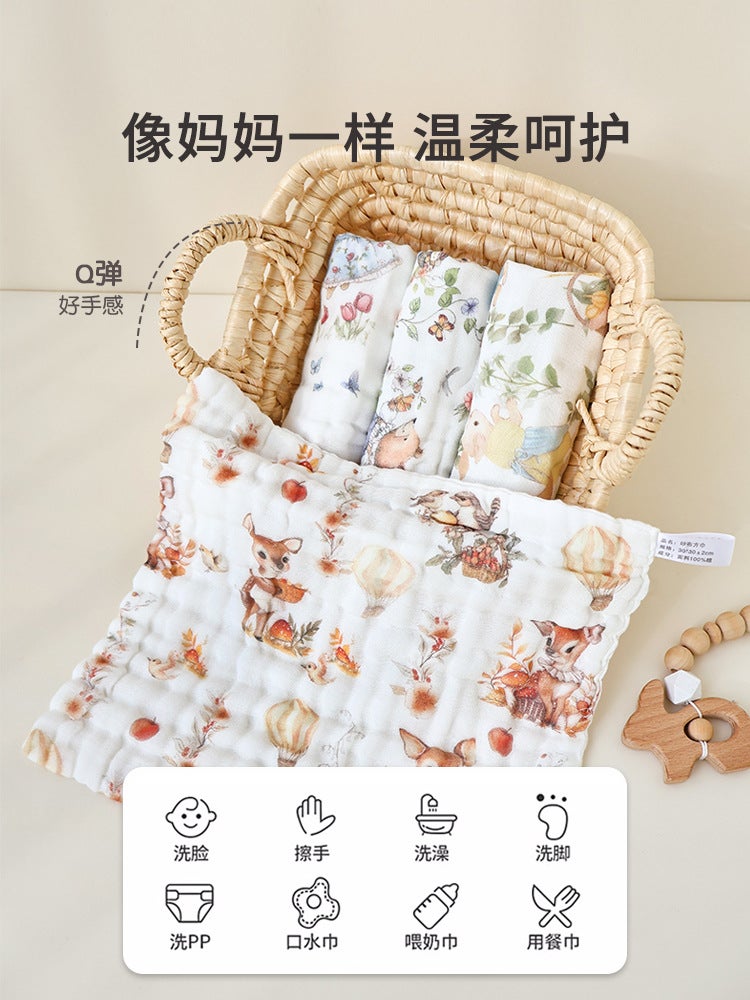 Baby Gauze Small Square Towel Pure Cotton Type A Saliva Towel Baby Wash Towel Newborn Bath Face Wash Kidsren'S Handkerchief - Image 5